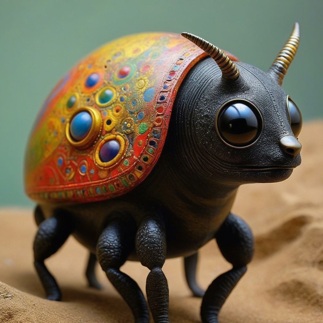 Whimsical Beetle Creature with Colorful Shell Design