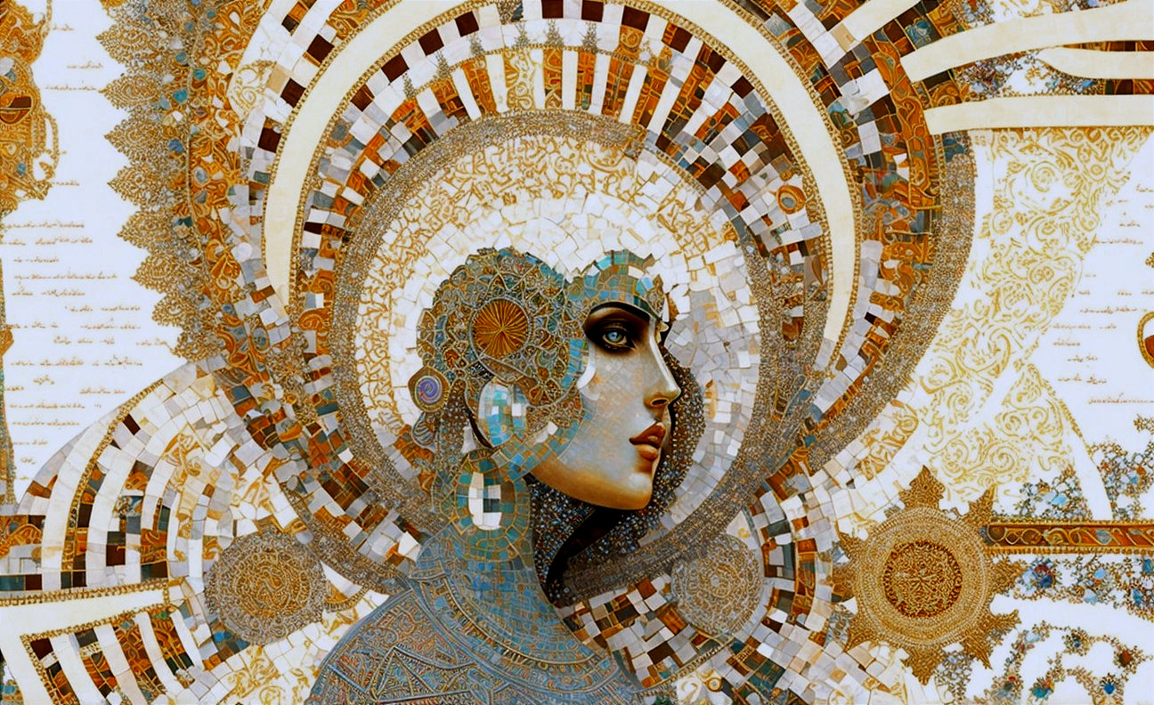 Intricate Portrait of a Woman with Geometric Designs