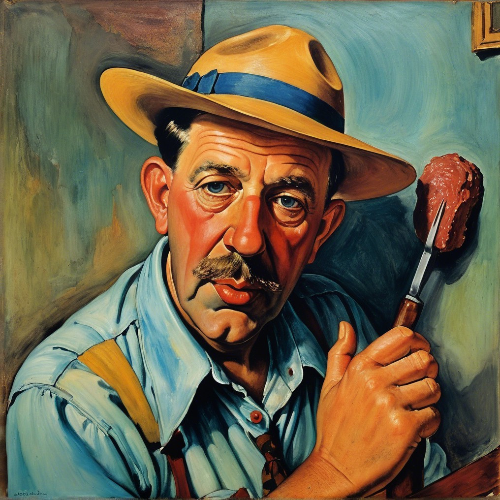Close-Up Portrait of a Middle-Aged Man with Knife