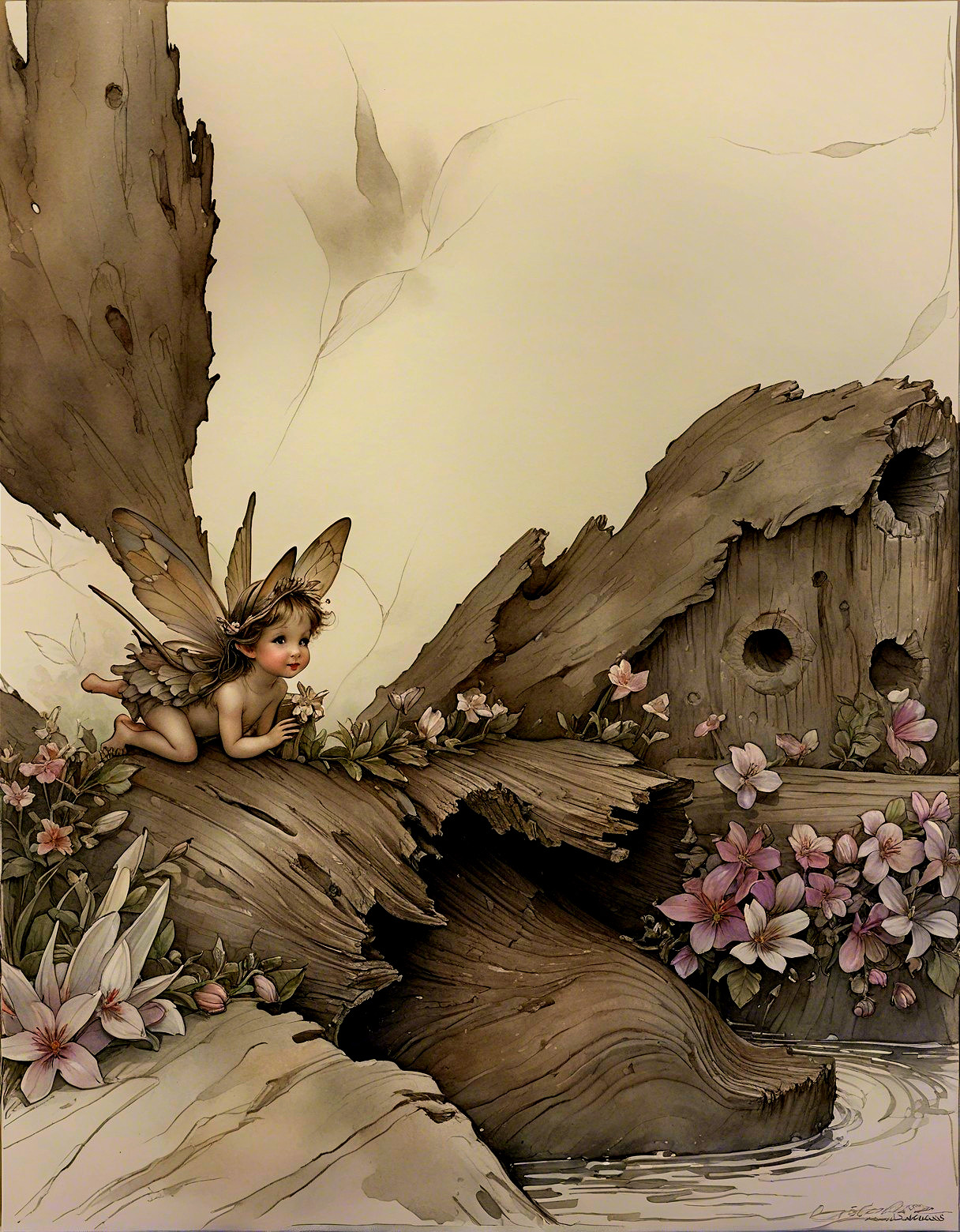 Whimsical Fairy in a Dreamlike Woodland Scene