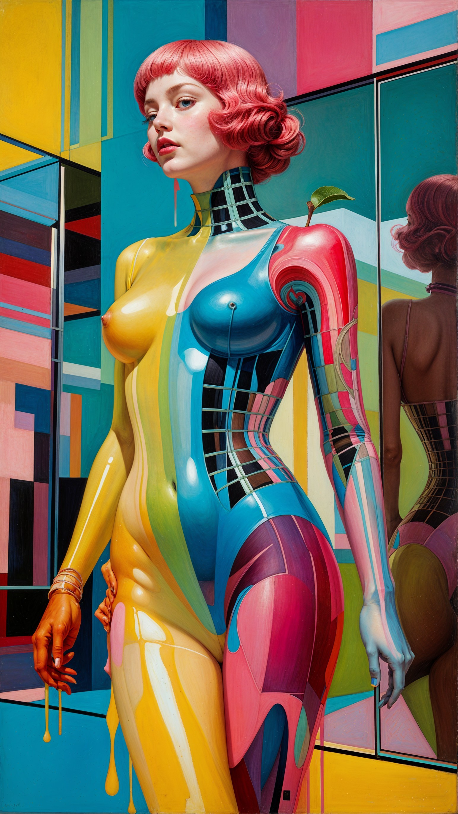 Humanoid Figure with Vibrant Colors and Patterns