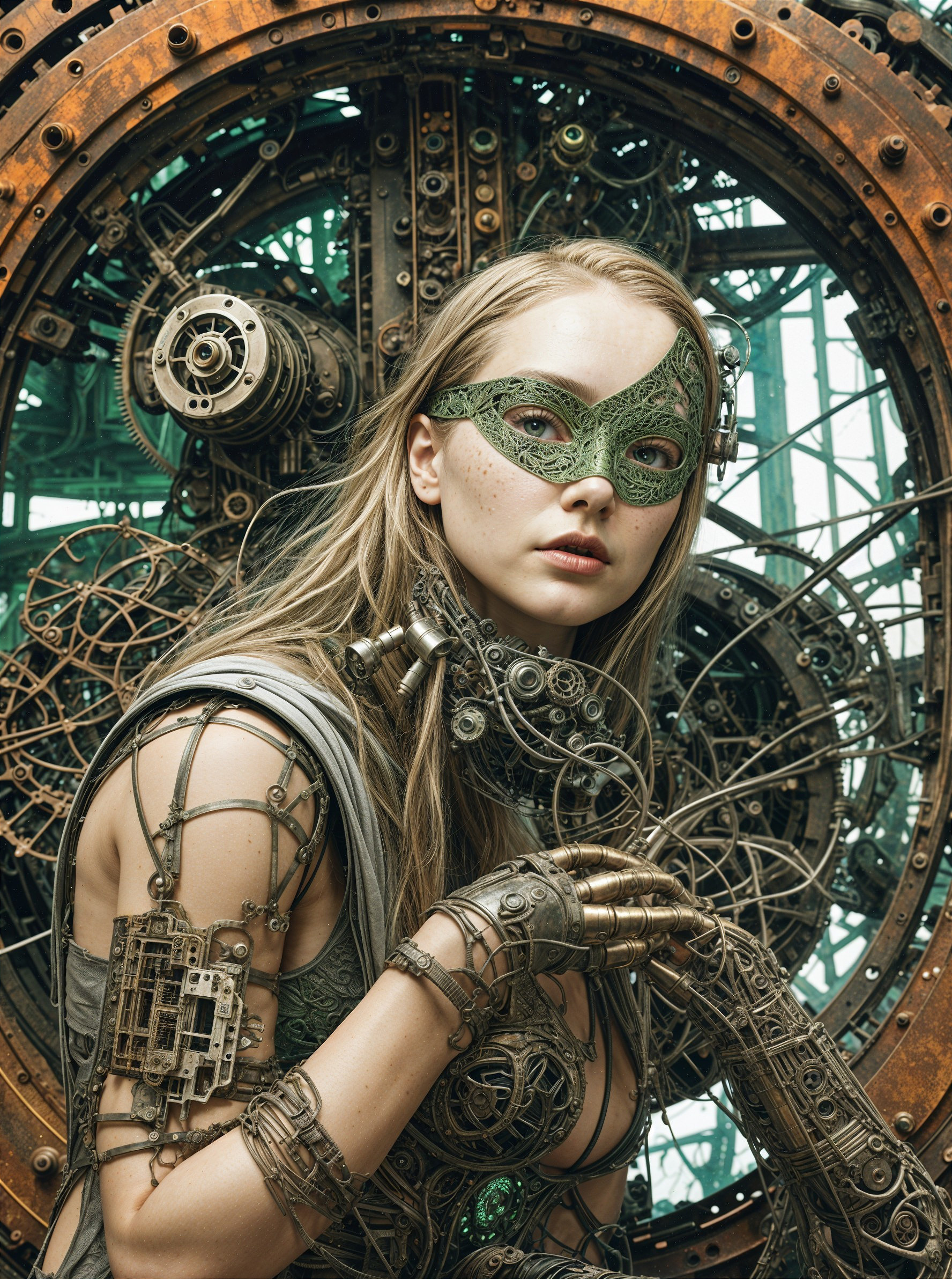 Steampunk Figure in Intricate Costume and Mask