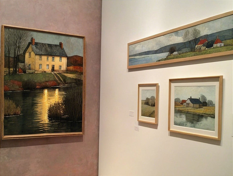 Gallery Wall of Diverse Landscape Paintings