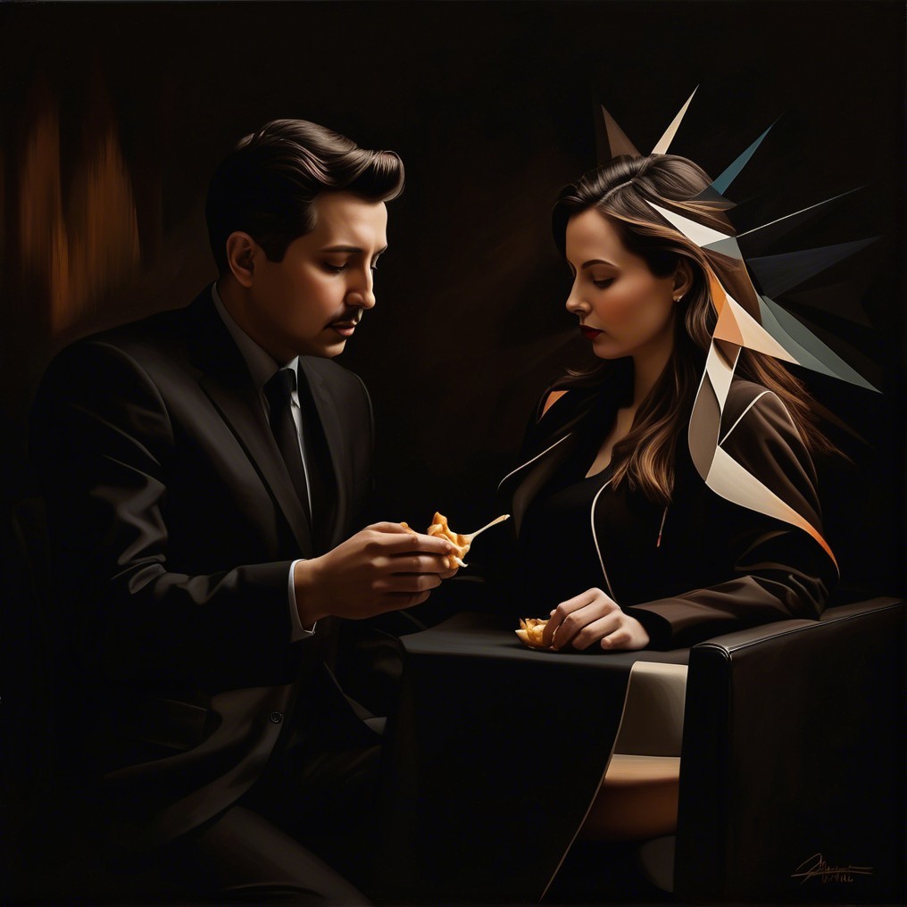 Intimate Moment Between a Couple at Modern Table