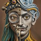 Surrealistic Portrait with Fragmented Face Features