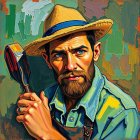 Dramatic Portrait of a Man with Firearm and Colors
