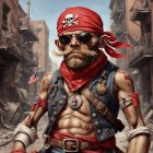 Watercolor Artwork of a Man Relaxing in a Pool