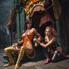 Women in Urban Setting with Mural Background