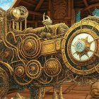 Surreal Landscape with Celestial Bodies and Ruins