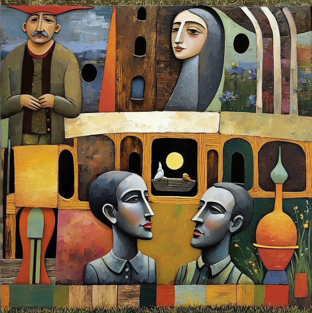 Vibrant Abstract Composition with Geometric Shapes