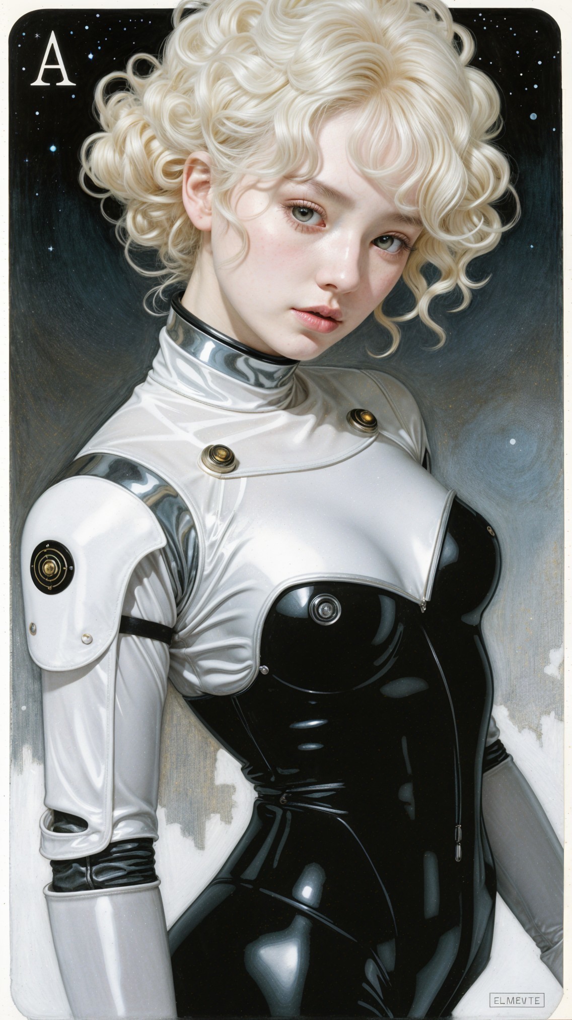 Futuristic Portrait of a Young Woman in High-Tech Outfit