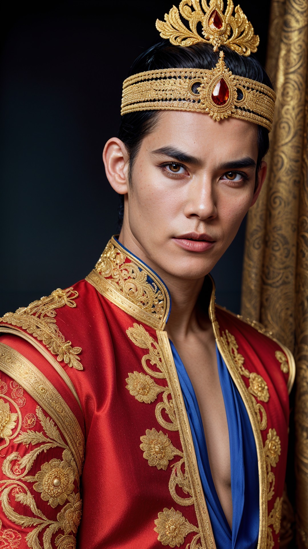 Elegant Portrait of Young Man in Traditional Attire