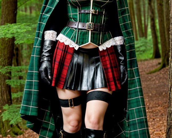 Woman in Fantasy-Inspired Outfit in Green Forest