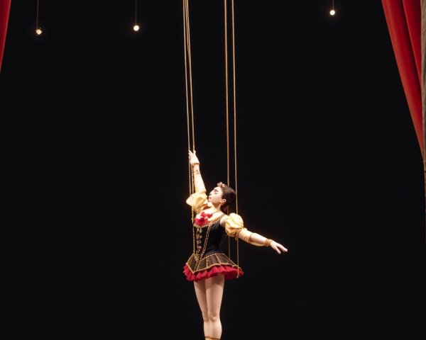 Elegant Performer in Vibrant Costume on Stage