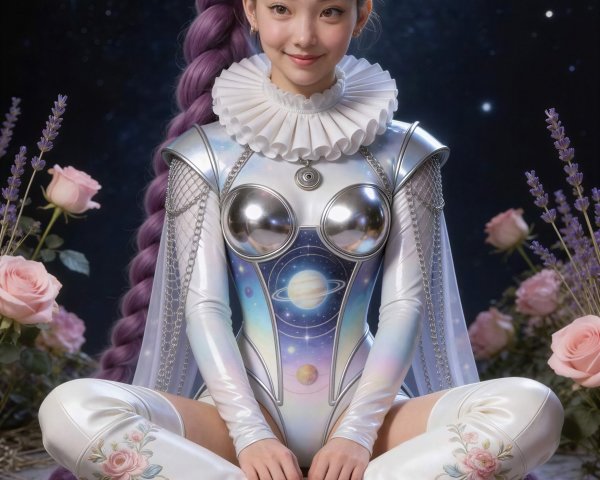 Futuristic Astronaut Suit with Elizabethan Collar Design