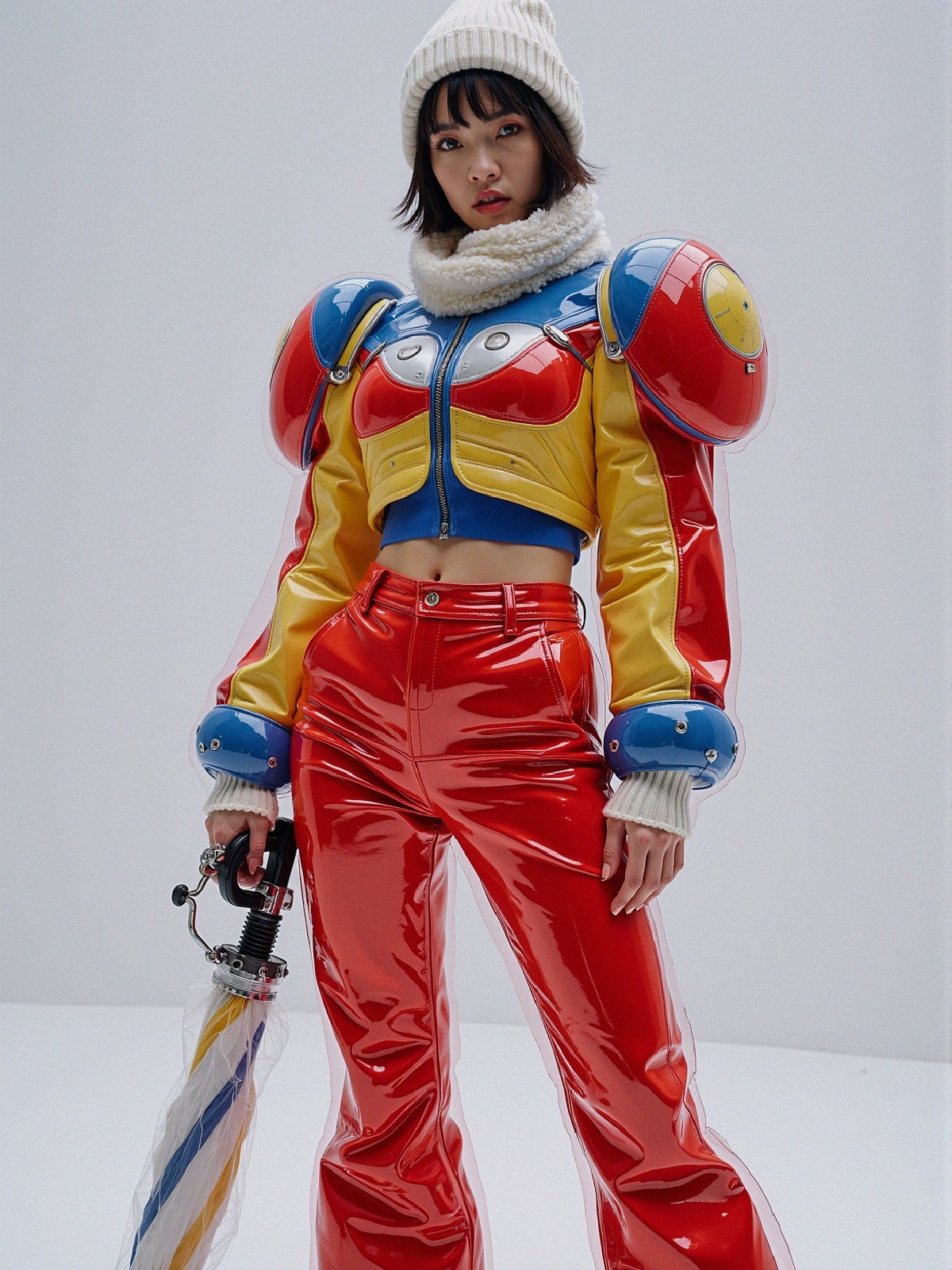 Futuristic Fashion with Vibrant Outfit and Accessories