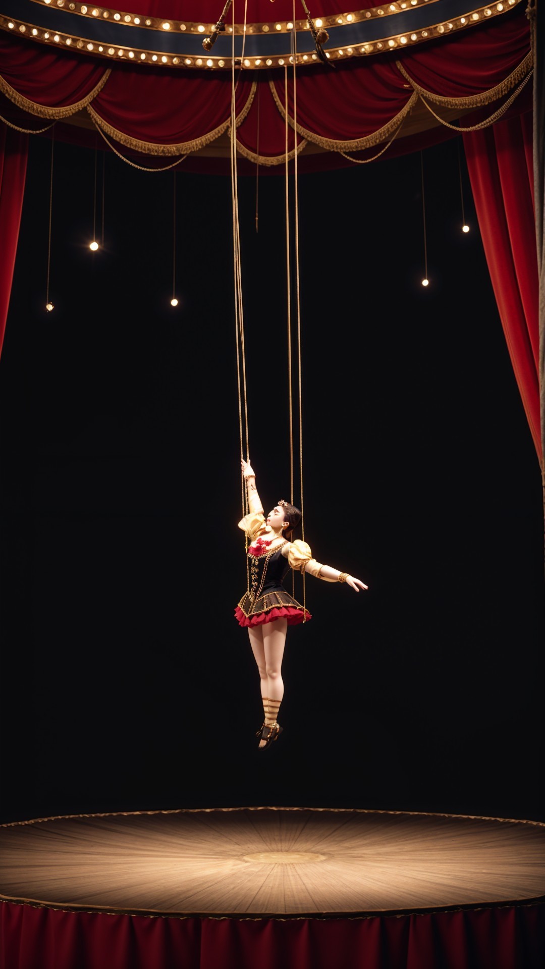 Elegant Performer in Vibrant Costume on Stage