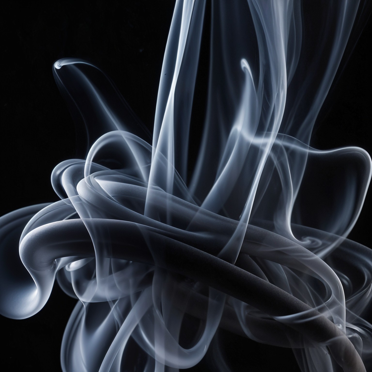 Swirling Smoke Abstract Art on Black Background