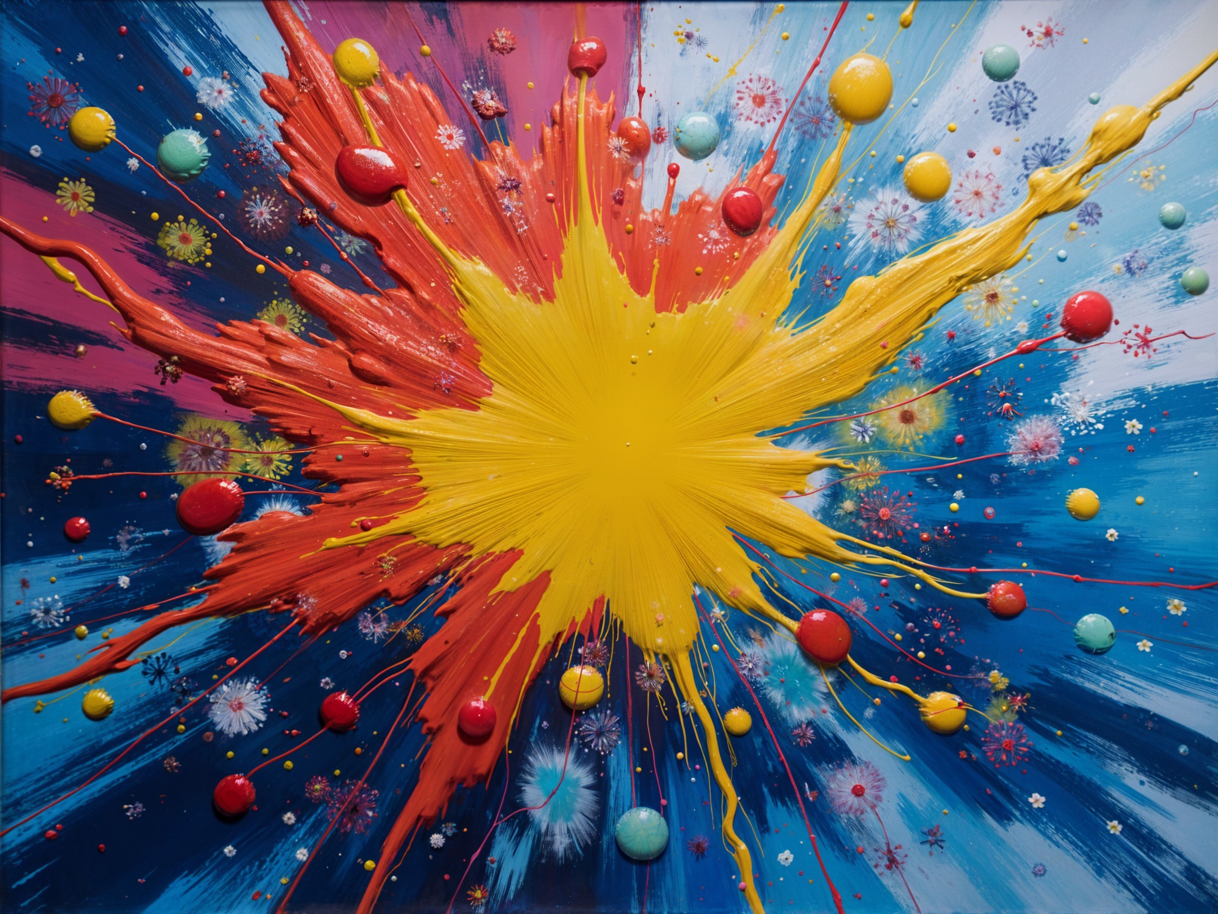 Vibrant Abstract Artwork with Bright Yellow and Blue