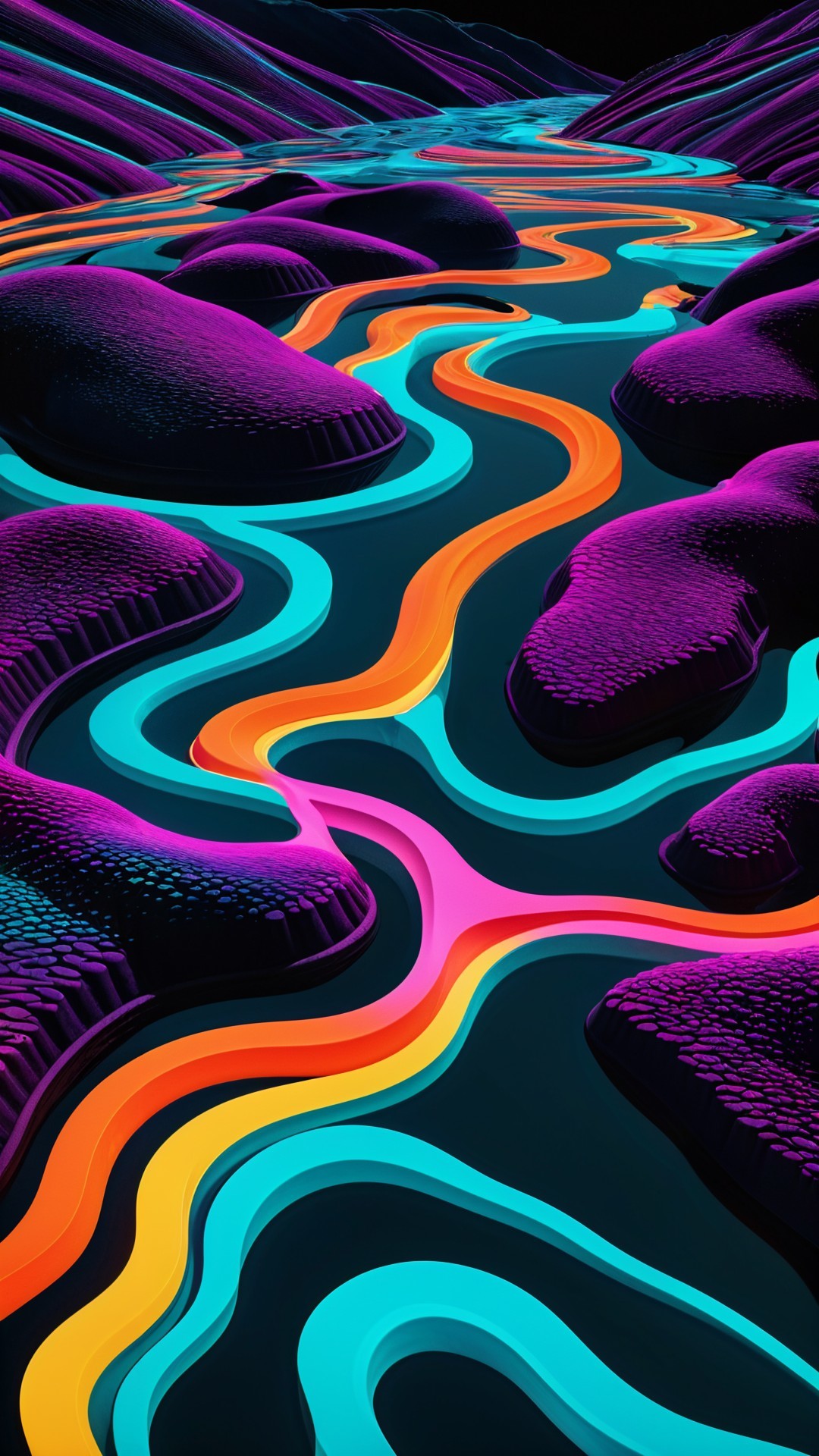 Surreal Digital Landscape with Vibrant Colors