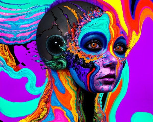 Vibrant Abstract Portrait with Colorful Face Paint
