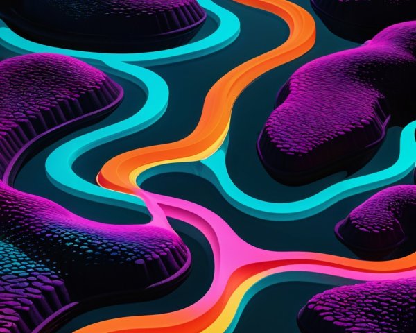 Surreal Digital Landscape with Vibrant Colors