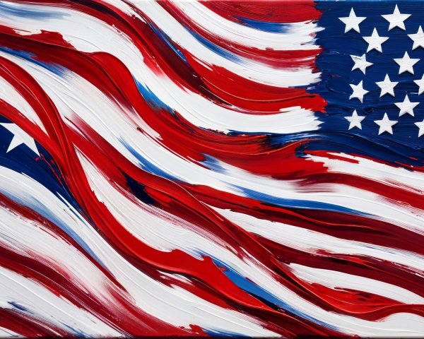 Abstract American Flag in Bold Red, White, and Blue