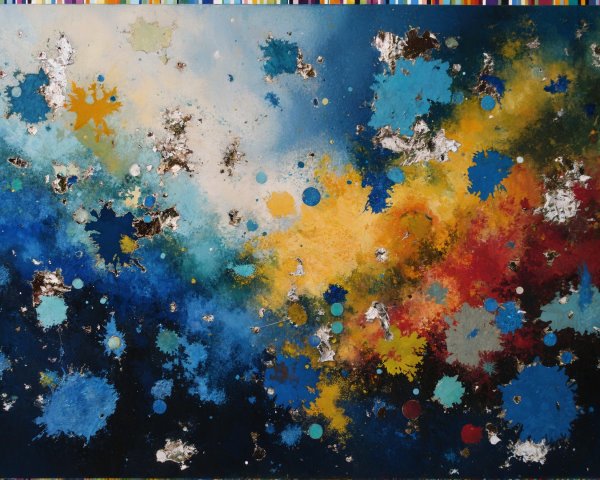 Vibrant Abstract Cosmic Scene with Textured Colors