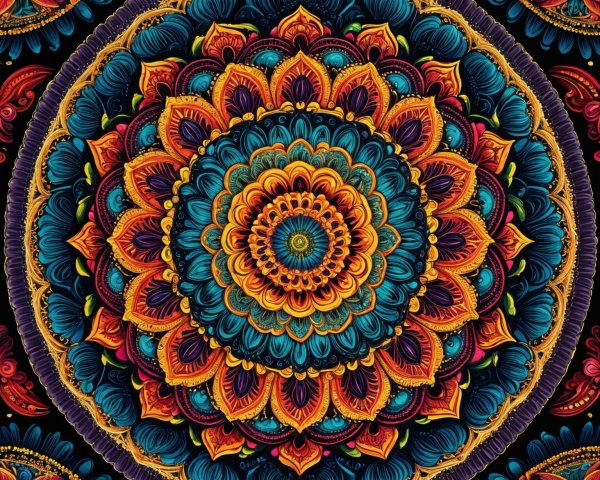 Intricate Vibrant Mandala Design with Floral Patterns