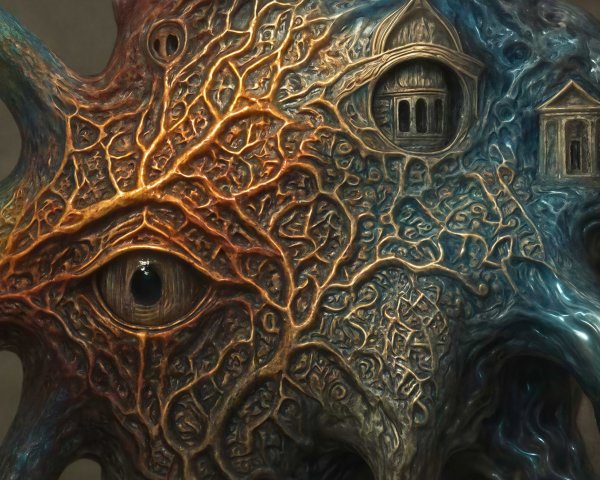 Ornate Abstract Sculpture with Intricate Patterns and Colors