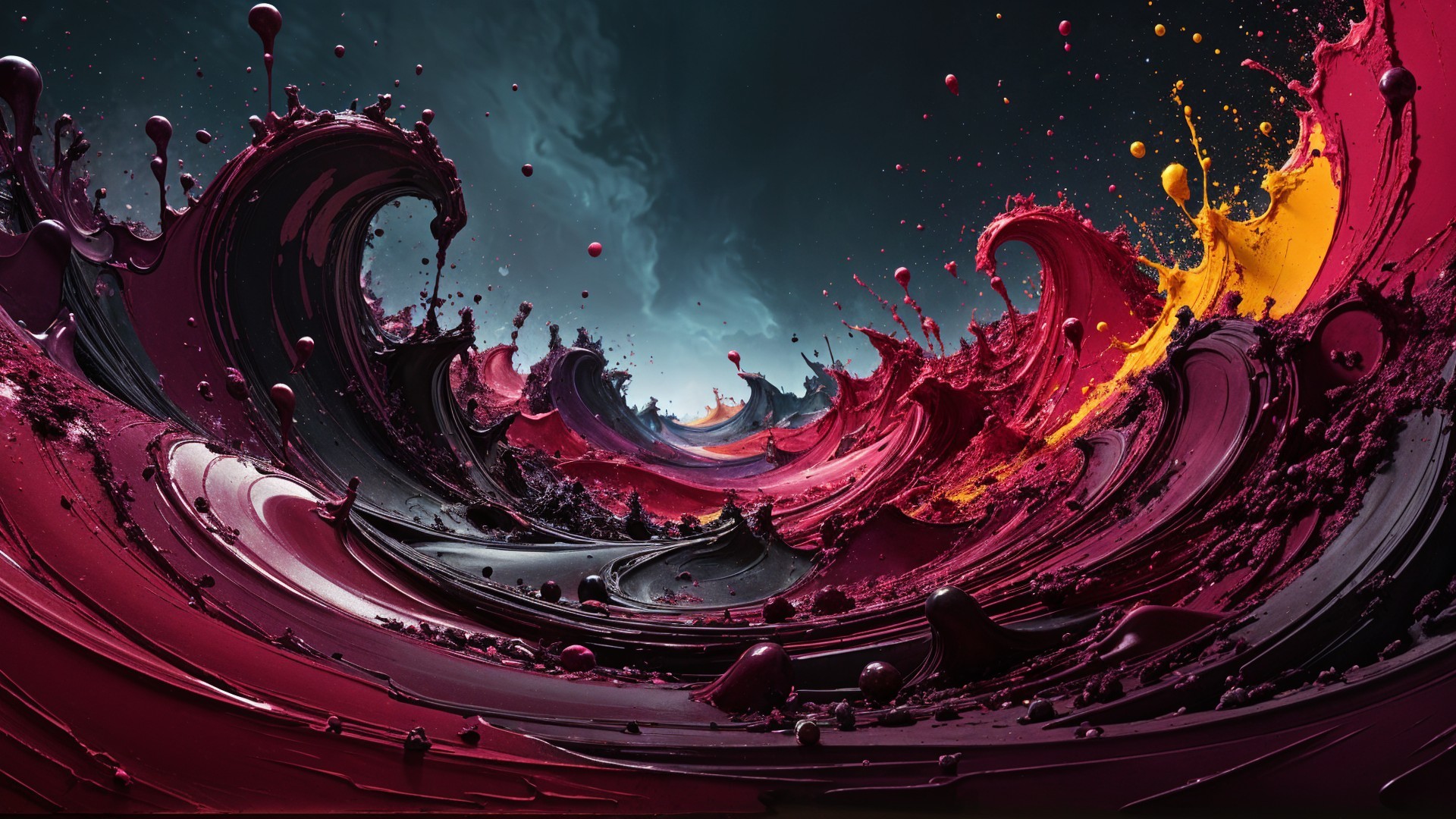 Vibrant Abstract Swirling Paint in Bold Colors