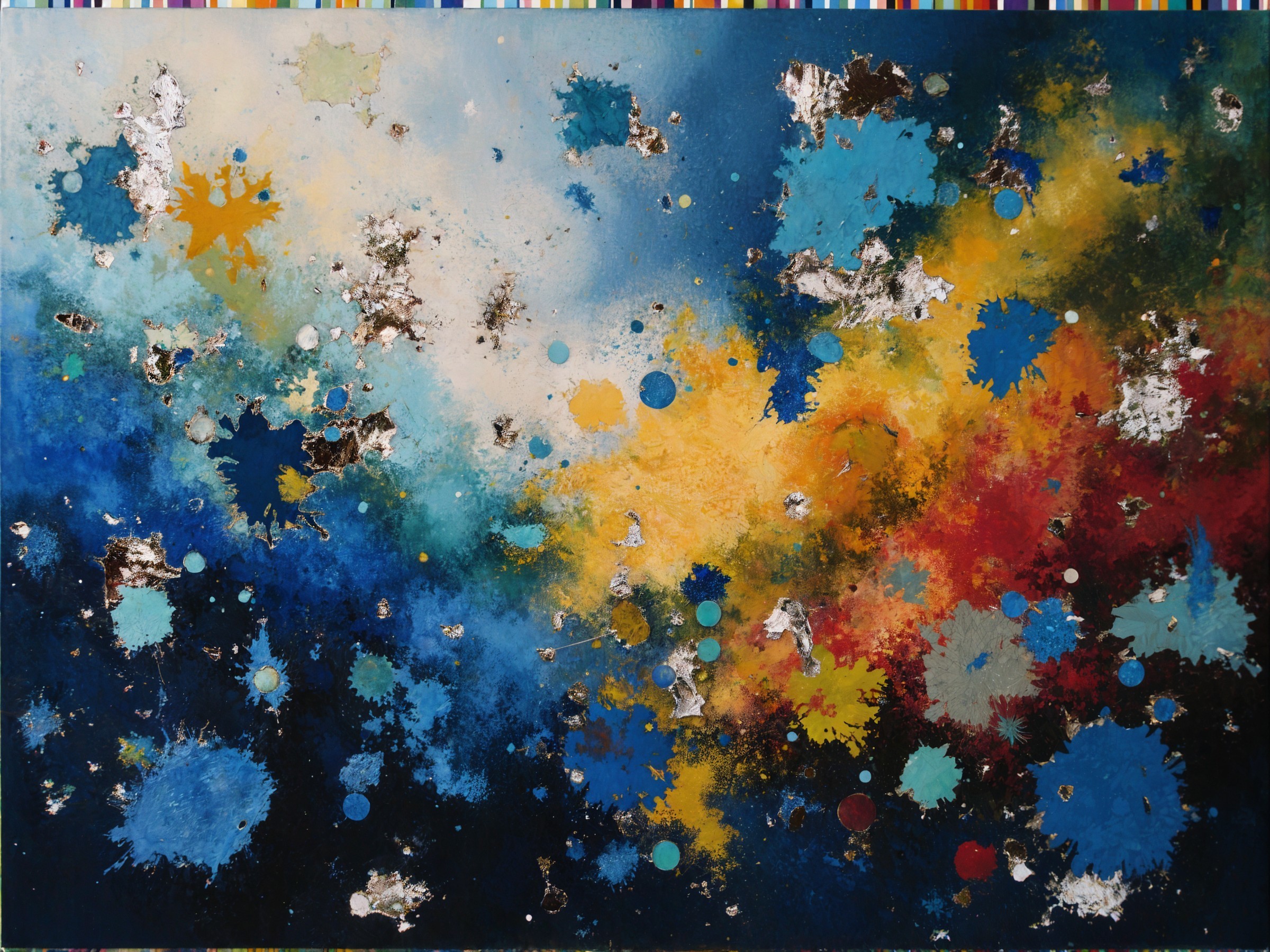 Vibrant Abstract Cosmic Scene with Textured Colors