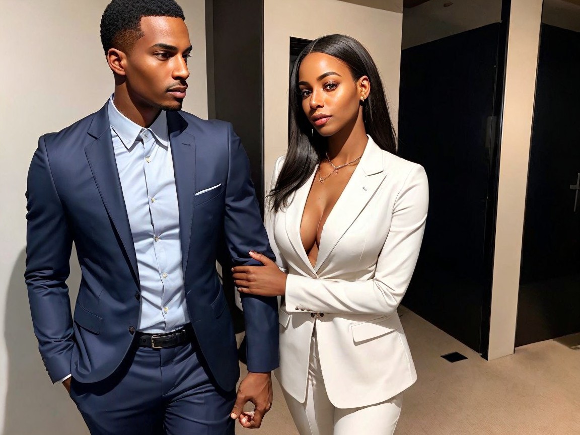 Stylish Couple in Modern Attire and Elegant Setting