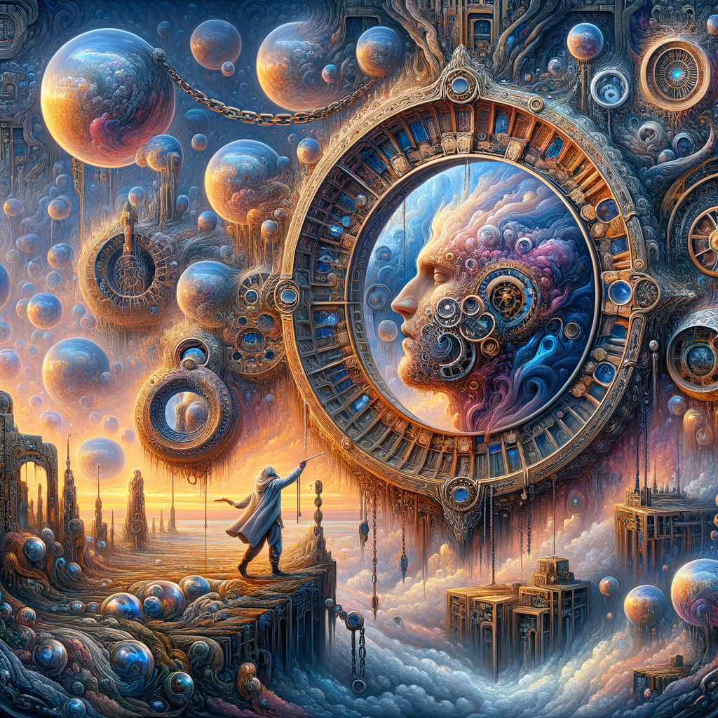 Surreal Landscape with Clock-Mirror and Gears