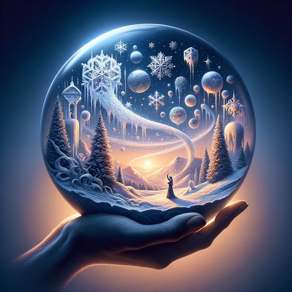 Intricate Glass Snow Globe with Winter Scene Details