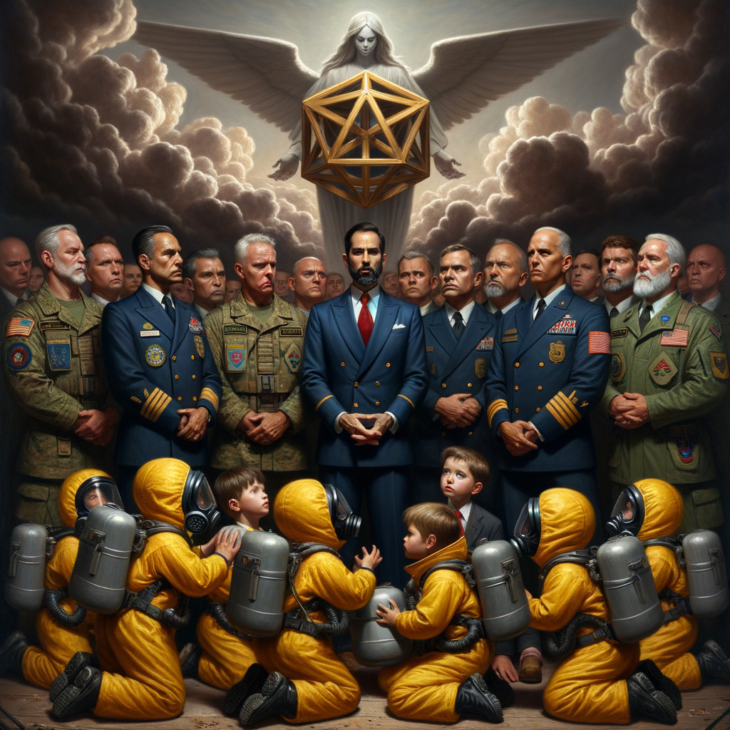Military Leaders and Children with Celestial Figure