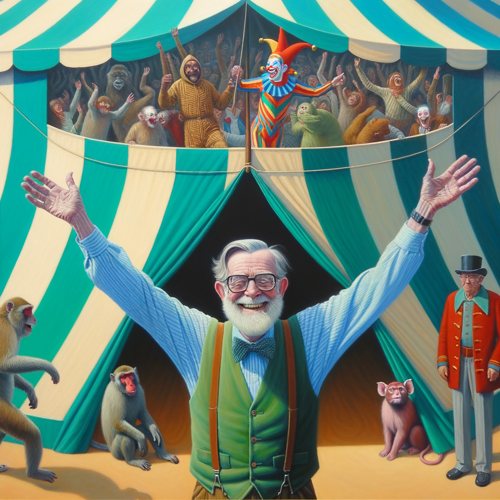 Colorful Circus Scene with Performers and Audience