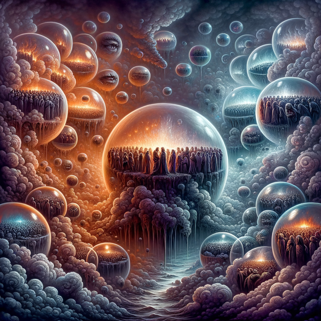 Surreal Cosmic Scene with Floating Colorful Orbs