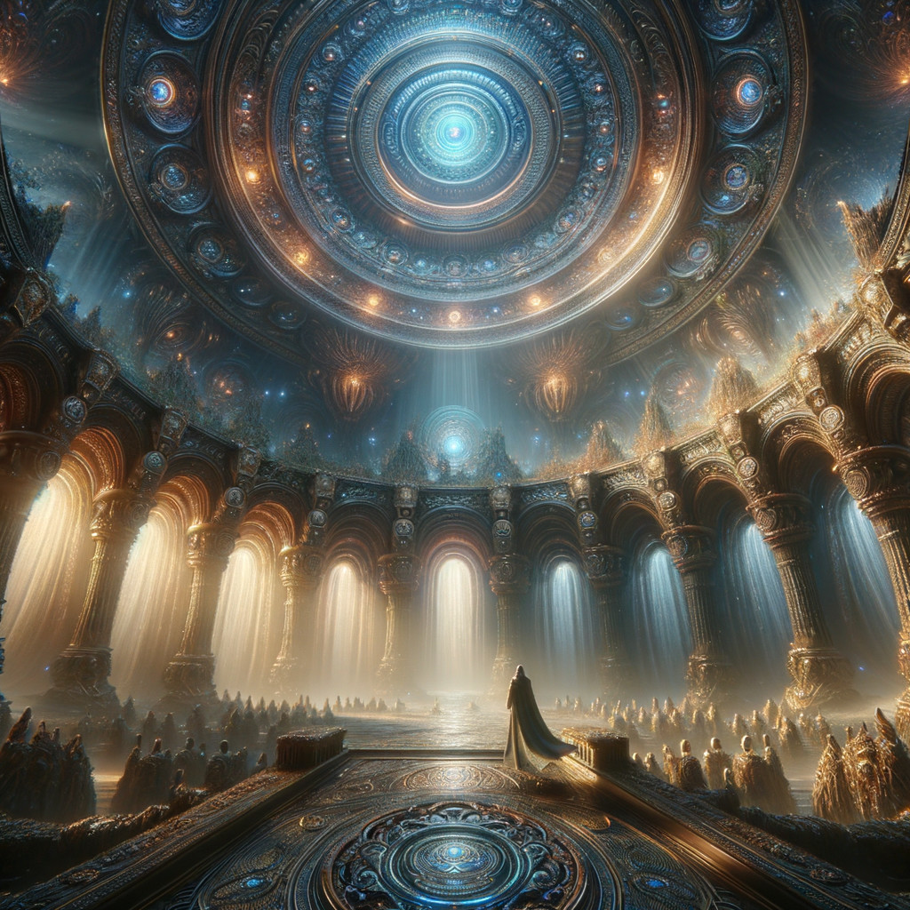 Majestic Underground Chamber with Illuminated Patterns