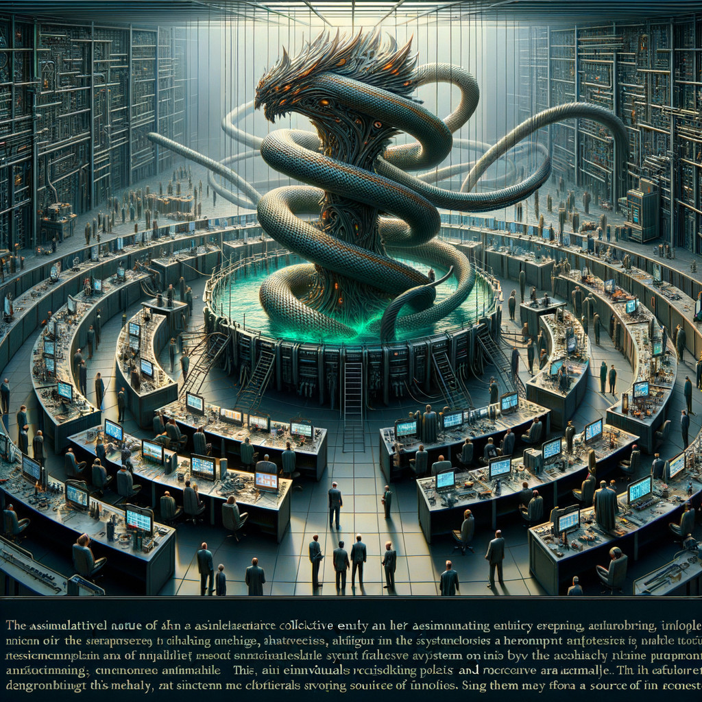 Futuristic Scene with Dragon and Advanced Technology