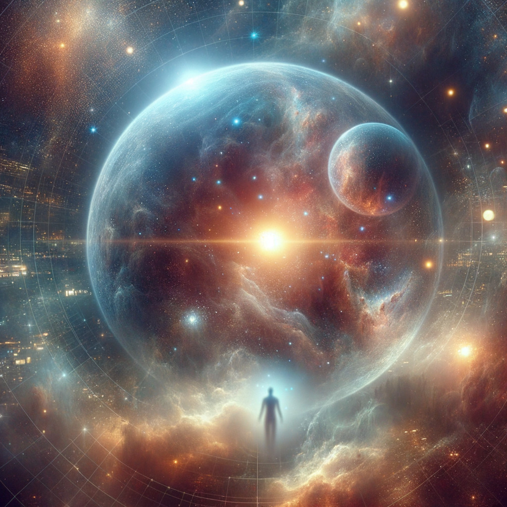 Vibrant Cosmic Scene with Planets and Galaxies