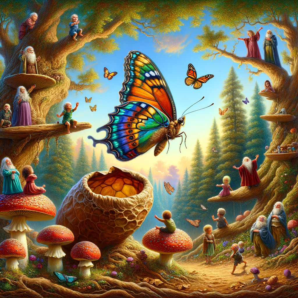 Whimsical Forest Scene with Tiny Figures and Nature