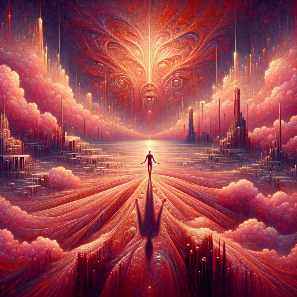 Surreal Landscape with Vibrant Colors and Abstract Forms