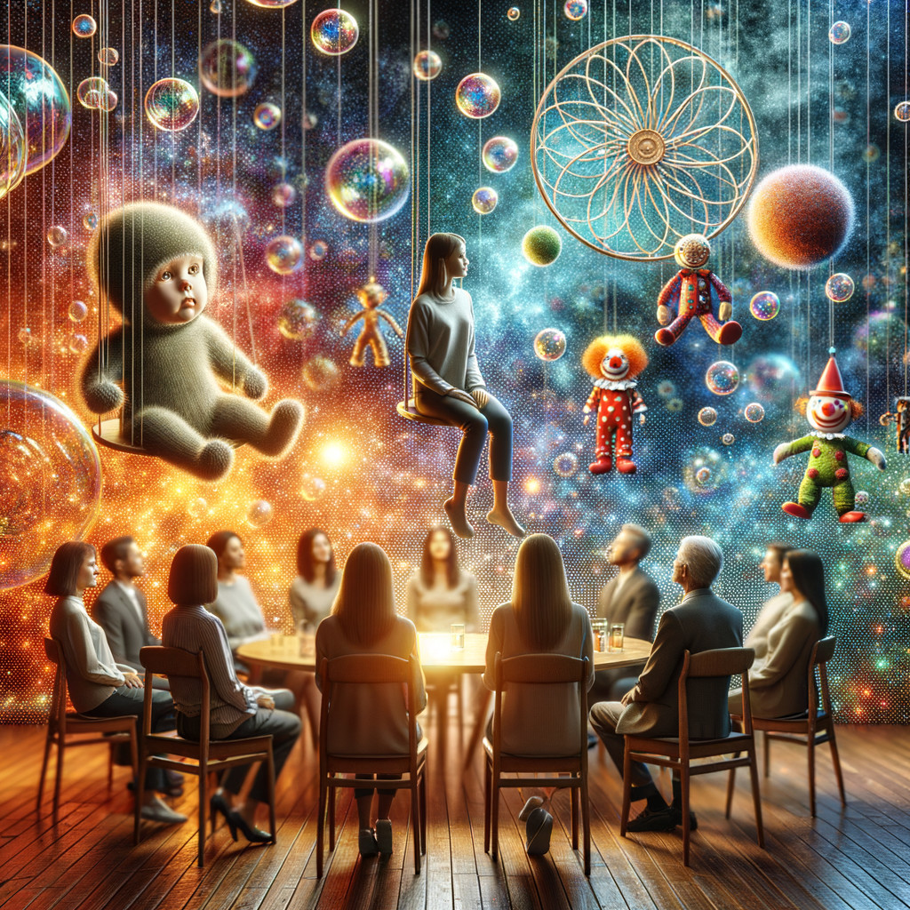 Surreal Scene of Contemplation with Whimsical Elements