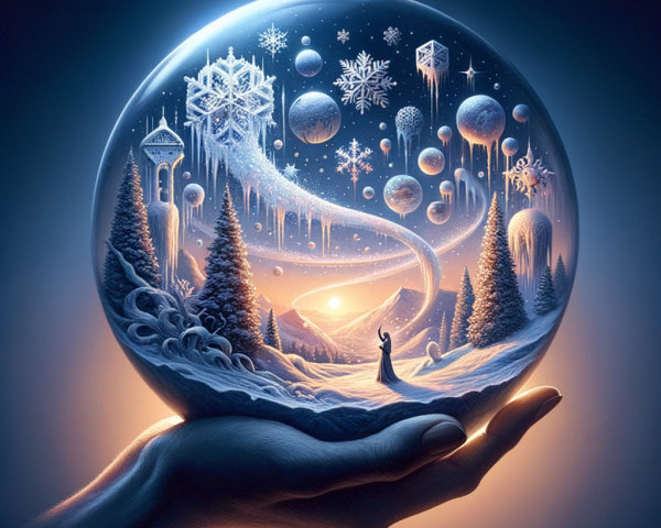 Intricate Glass Snow Globe with Winter Scene Details
