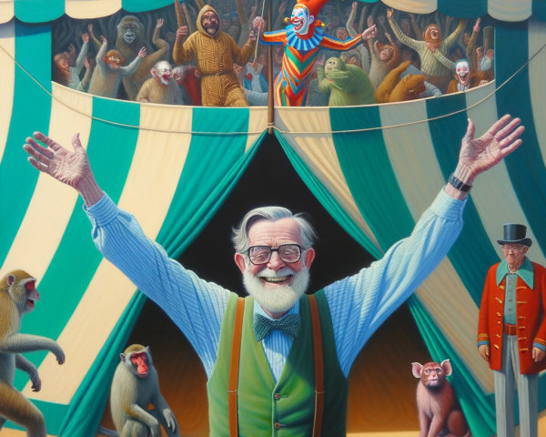 Colorful Circus Scene with Performers and Audience