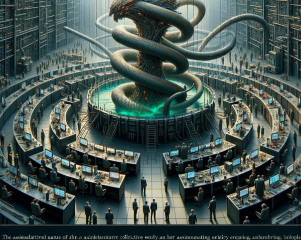 Futuristic Scene with Dragon and Advanced Technology
