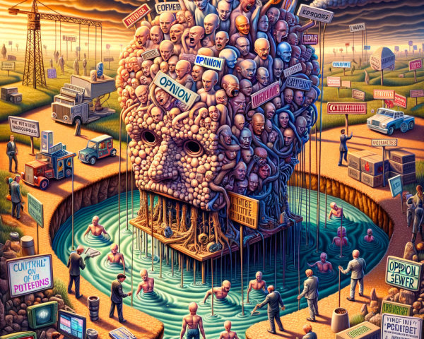 Surreal Landscape with Abstract Head and Diverse Themes