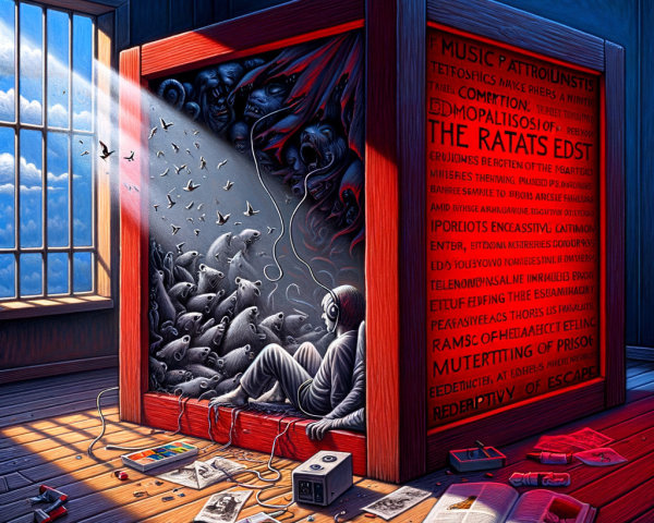 Dark Room with Red Structure and Chaotic Elements