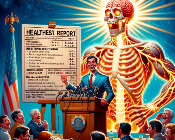 Surreal Scene of Speaker Presenting Health Report
